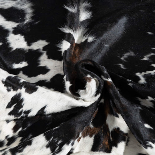 Dark Tricolor Cowhide Rug Size 7'3" L x 6'10" W 2900