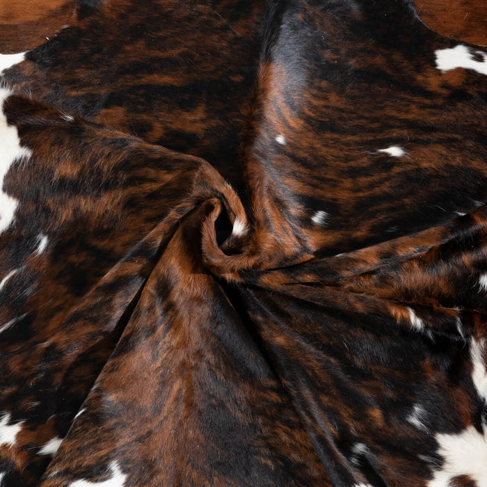 Tricolor Brindle Mix Cowhide Rug Size 6'9" L x 6'2" W 2903