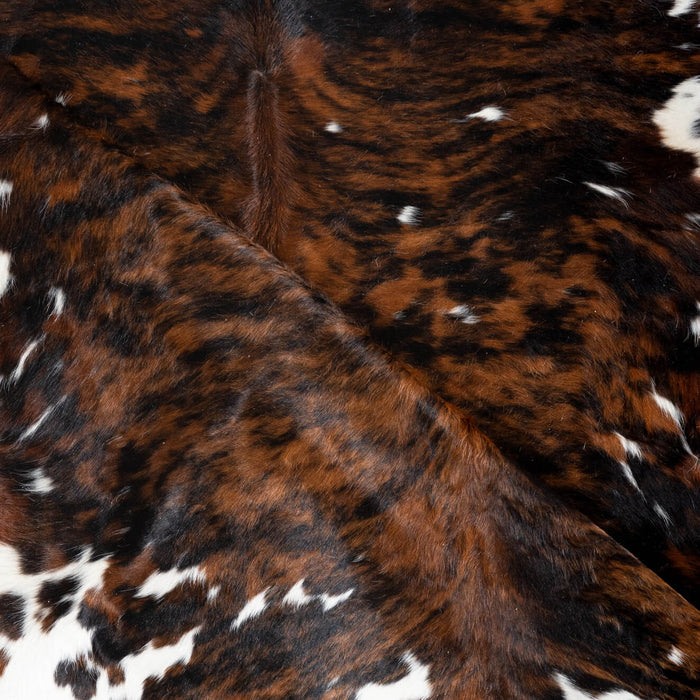 Tricolor Brindle Mix Cowhide Rug Size 6'9" L x 6'2" W 2903