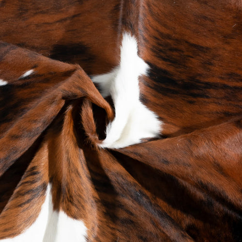 Tricolor Brindle Mix Cowhide Rug Size 6'7" L x 6'2" W 2904