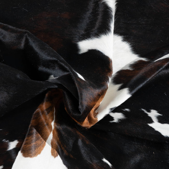 Dark Tricolor Cowhide Rug Size 6'11" L x 5'10" W 2906