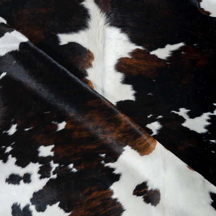 Dark Tricolor Cowhide Rug Size 6'11" L x 5'10" W 2906