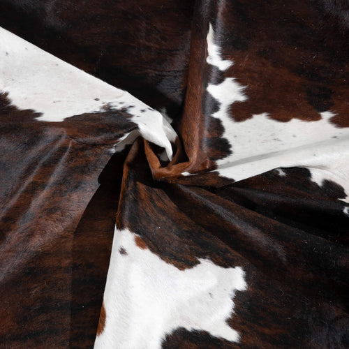Dark Tricolor Cowhide Rug Size 7'4" L x 6'10" W 2908