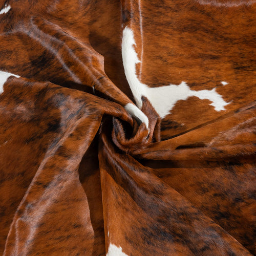 Tricolor Brindle Mix Cowhide Rug Size 7'6" L x 6'9" W 2913