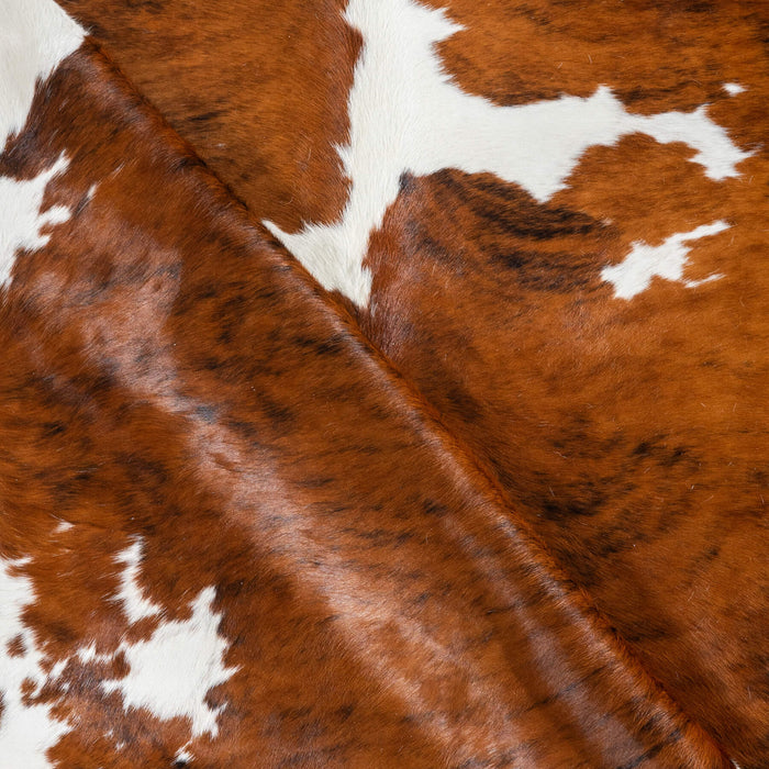 Tricolor Brindle Mix Cowhide Rug Size 7'6" L x 6'9" W 2913