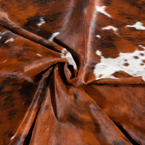 Tricolor Brindle Mix Cowhide Rug Size 7'3" L x 6'4" W 2915