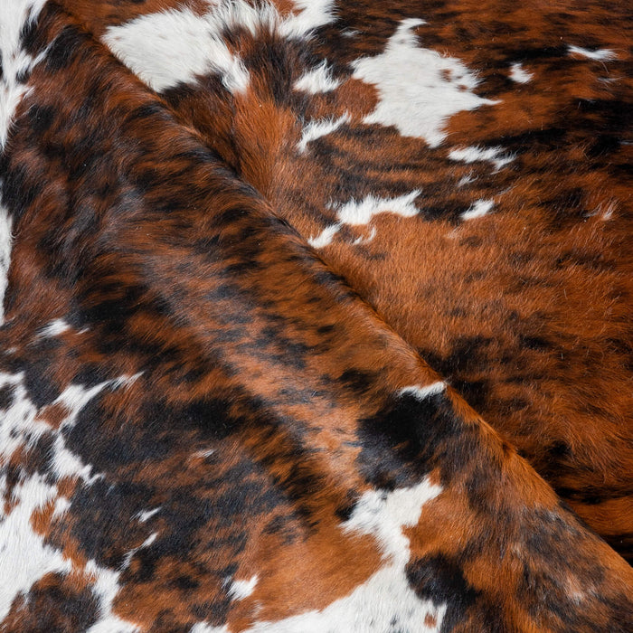 Tricolor Brindle Mix Cowhide Rug Size 7'8" L x 6'9" W 2925