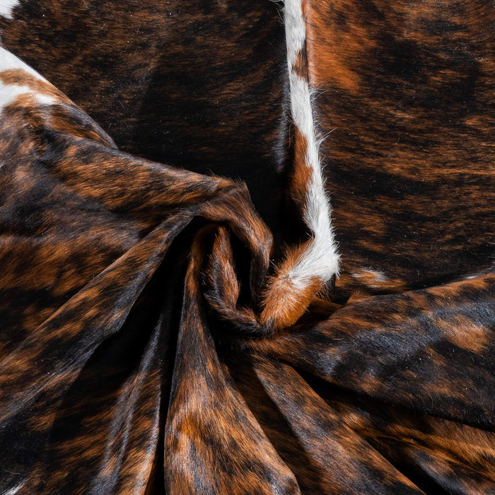 Tricolor Brindle Mix Cowhide Rug Size 7'3" L x 5'9" W 2932