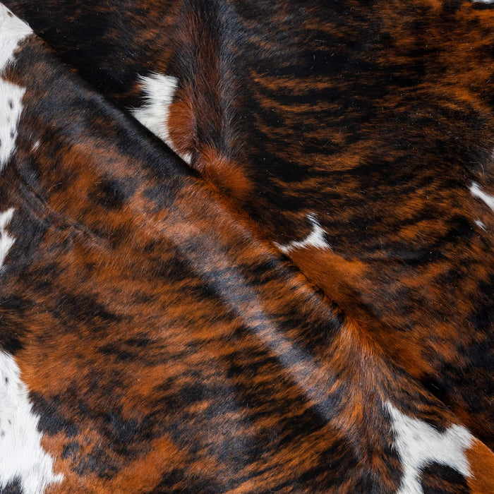 Dark Tricolor Cowhide Rug Size 6'7" L x 6'0" W 2935
