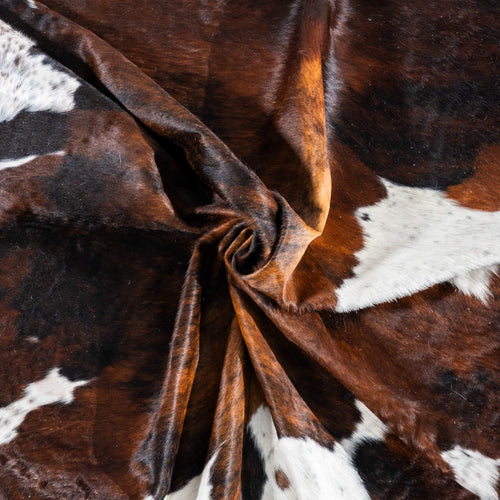 Dark Tricolor Cowhide Rug Size 7'10" L x 7'1" W 2936