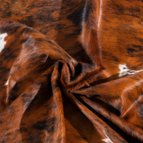 Tricolor Brindle Mix Cowhide Rug Size 7'8" L x 5'10" W 2937