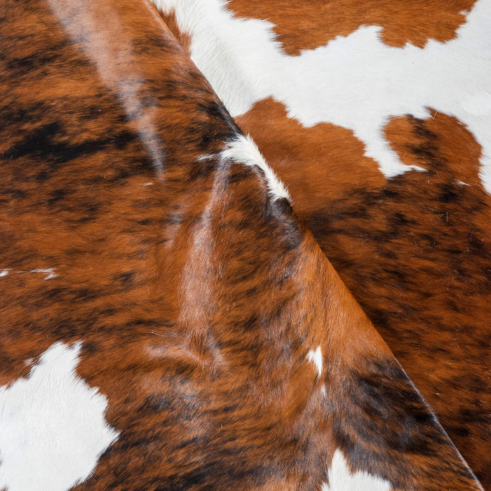 Tricolor Brindle Mix Cowhide Rug Size 6'9" L x 6'5" W 2951
