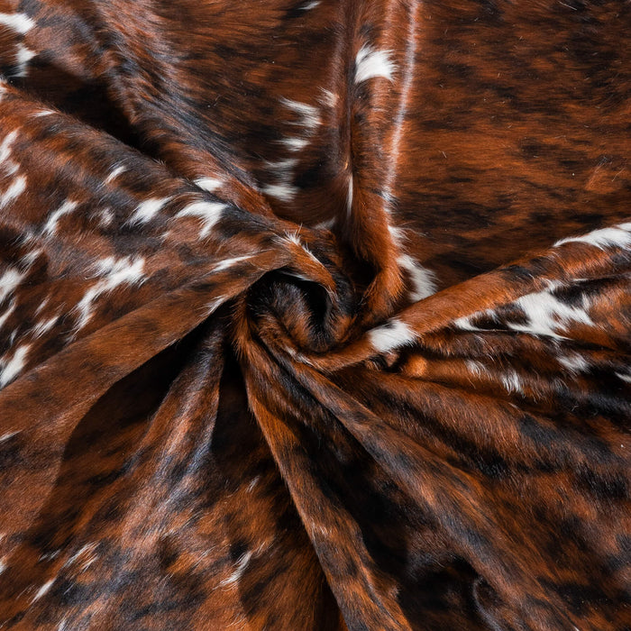 Tricolor Brindle Mix Cowhide Rug Size 6'9" L x 6'5" W 2952