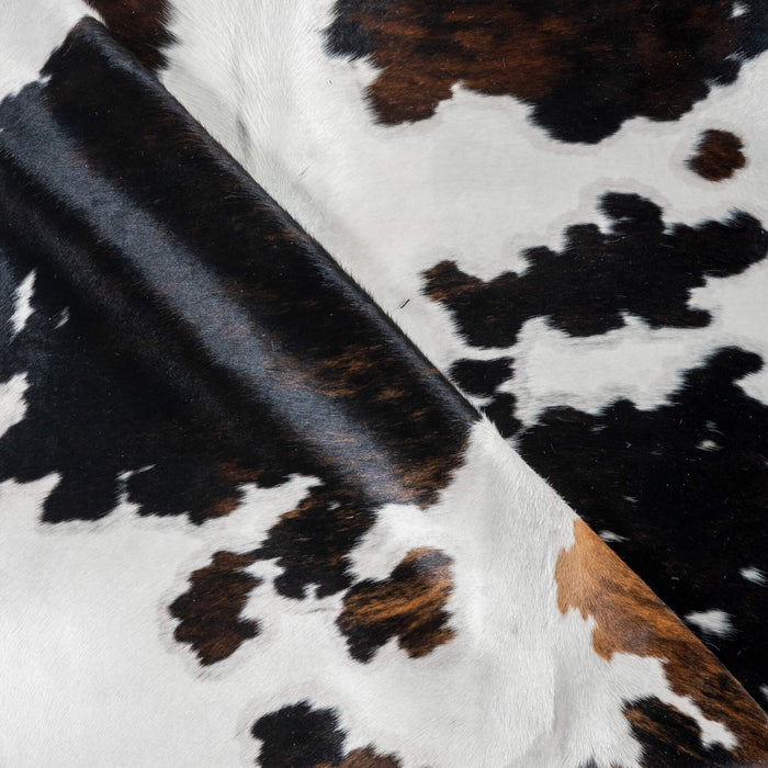Dark Tricolor Cowhide Rug Size 7'5" L x 6'4" W 2956