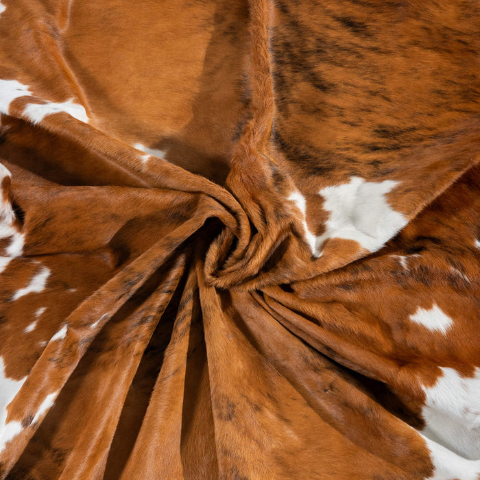 Tricolor Brindle Mix Cowhide Rug Size 8'8" L x 7'5" W 2966
