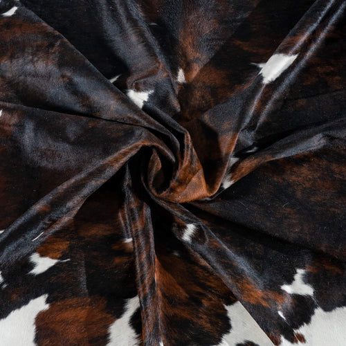 Dark Tricolor Cowhide Rug Size 7'8" L x 7'1" W 2969