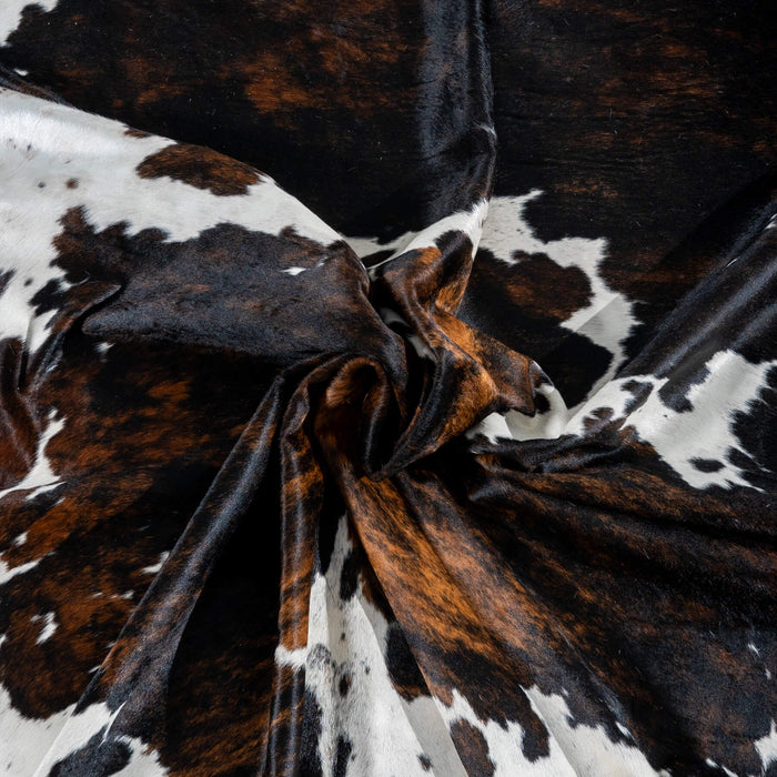 Dark Tricolor Cowhide Rug Size 7'9" L x 6'11" W 2970