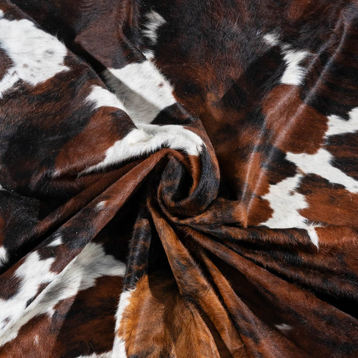 Dark Tricolor Cowhide Rug Size 7'5" L x 6'8" W 2974