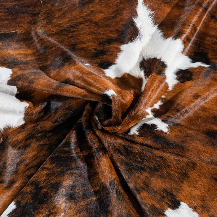 Tricolor Brindle Mix Cowhide Rug Size 7'9" L x 6'8" W 2983