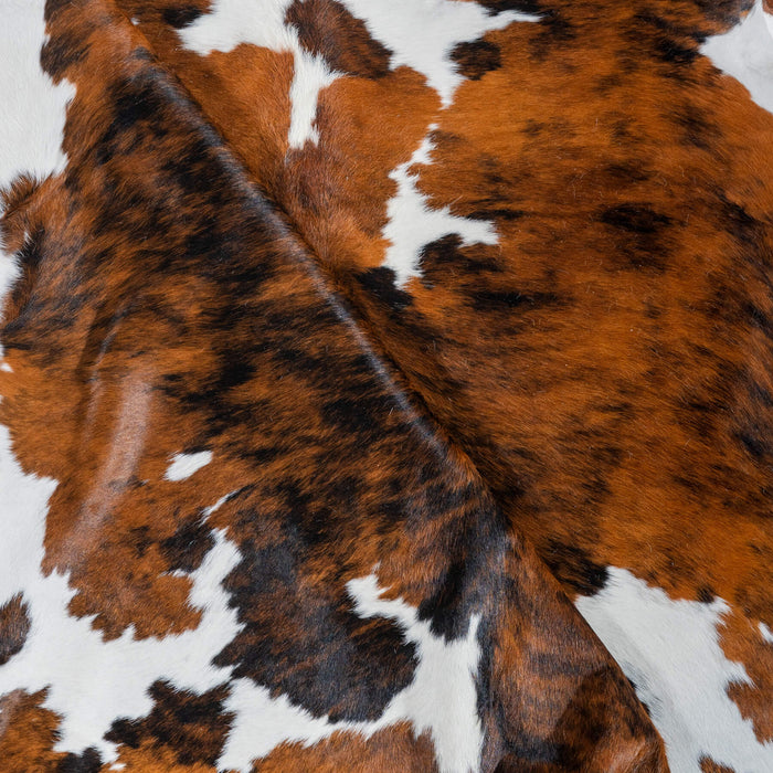 Tricolor Brindle Mix Cowhide Rug Size 7'9" L x 6'8" W 2983