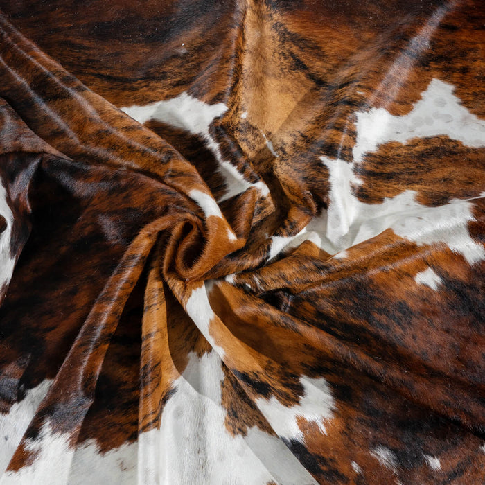 Tricolor Brindle Mix Cowhide Rug Size 8'2" L x 6'11" W 2984