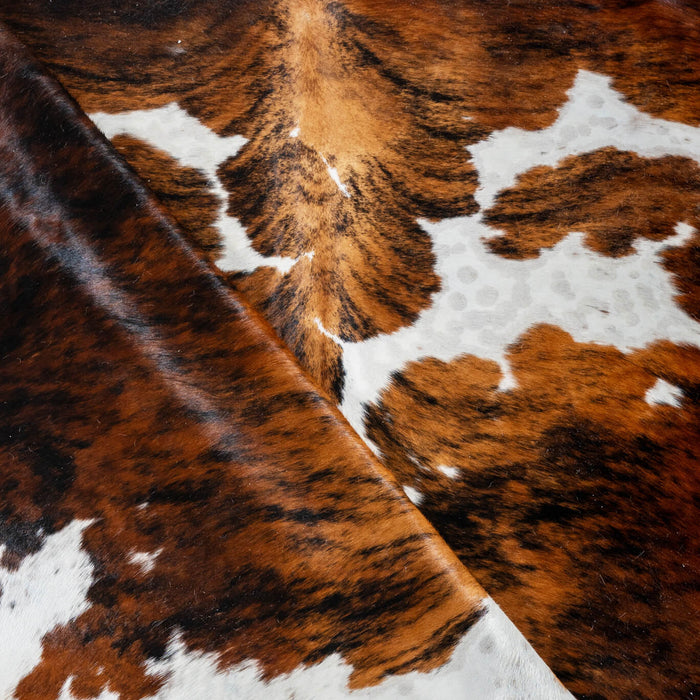 Tricolor Brindle Mix Cowhide Rug Size 8'2" L x 6'11" W 2984