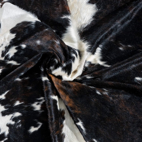 Dark Tricolor Cowhide Rug Size 7'7" L x 6'8" W 2987