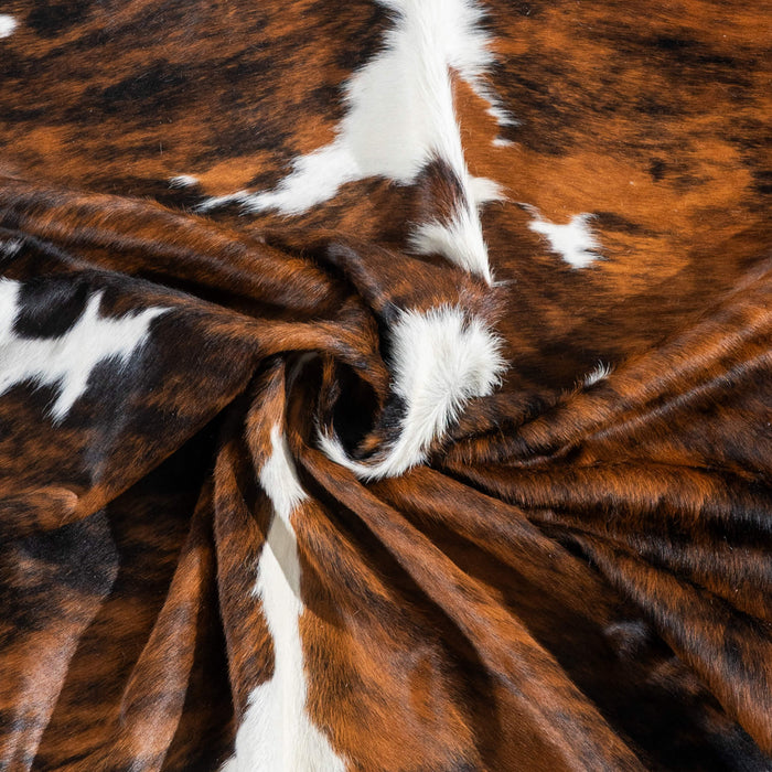 Tricolor Brindle Mix Cowhide Rug Size 7'4" L x 6'2" W 2988