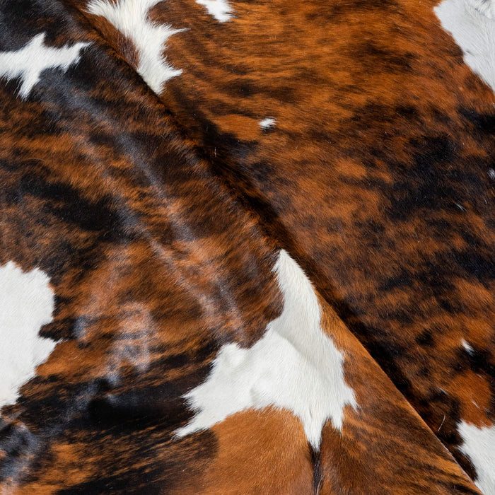 Tricolor Brindle Mix Cowhide Rug Size 7'4" L x 6'2" W 2988