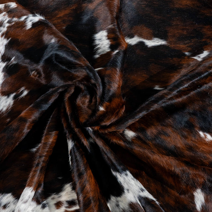 Dark Tricolor Cowhide Rug Size 7'8" L x 6'11" W 2995