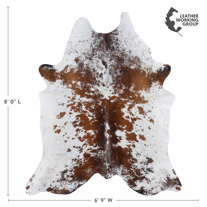Brazilian Chocolate and White Cowhide Rug Size 8'0" L x 6'9" W 3002