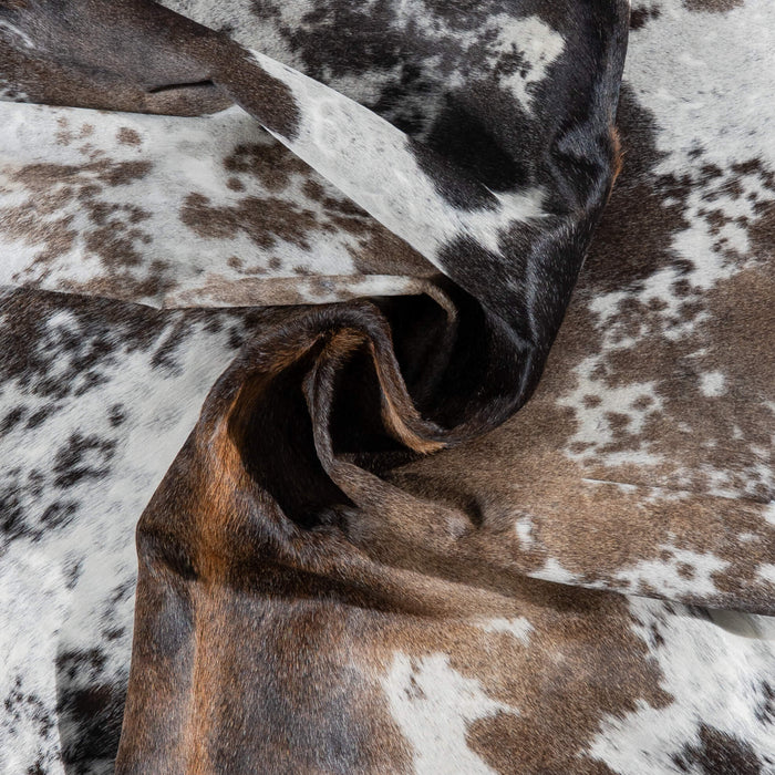 Brazilian Chocolate and White Cowhide Rug Size 7'6" L x 6'3" W 3015