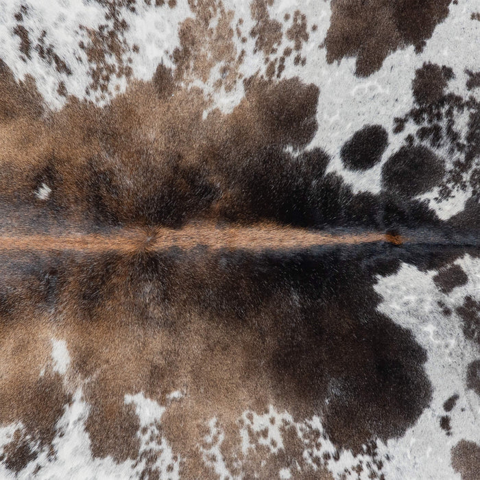 Brazilian Chocolate and White Cowhide Rug Size 7'6" L x 6'3" W 3015