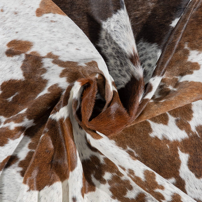 Brazilian Chocolate and White Cowhide Rug Size 6'11" L x 6'10" W 3054