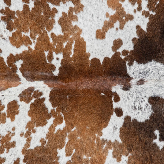 Brazilian Chocolate and White Cowhide Rug Size 6'11" L x 6'10" W 3054