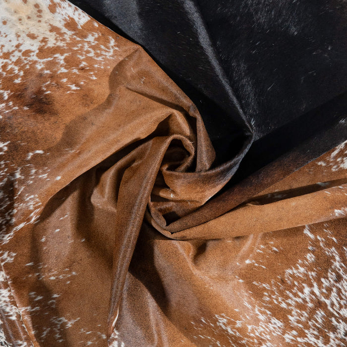 Brazilian Chocolate and White Cowhide Rug Size 8'0" L x 5'11" W 3060