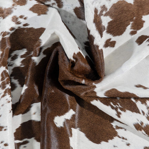 Brazilian Chocolate and White Cowhide Rug Size 7'4" L x 6'2" W 3067