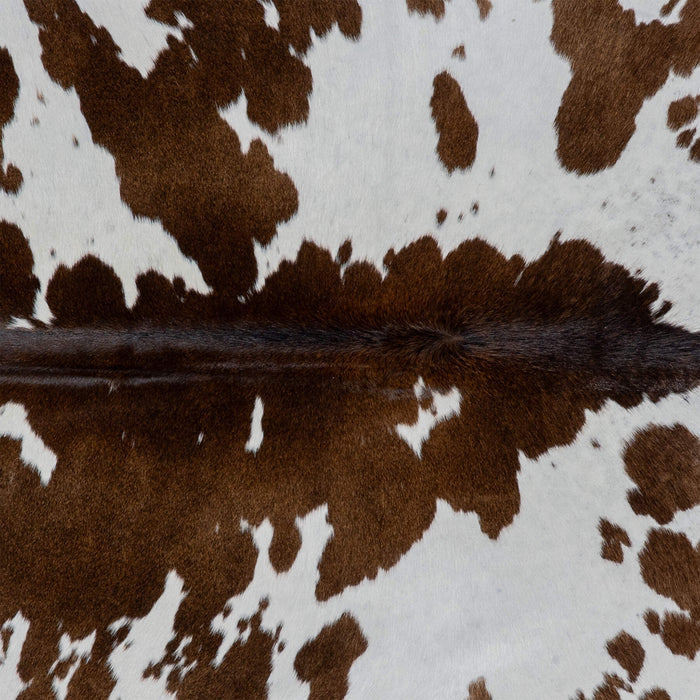 Brazilian Chocolate and White Cowhide Rug Size 7'4" L x 6'2" W 3067