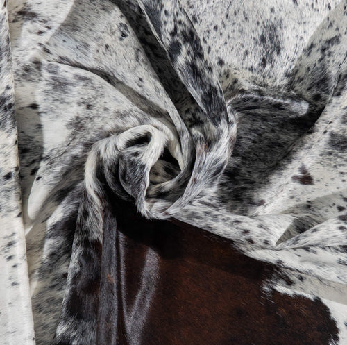 Brazilian Black Salt and Pepper Cowhide Rug Size 7'8" L x 6'5" W 3073