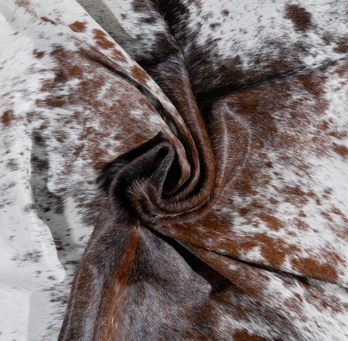 Brazilian Brown Salt and Pepper Cowhide Rug Size 7'9" L x 6'11" W 3085
