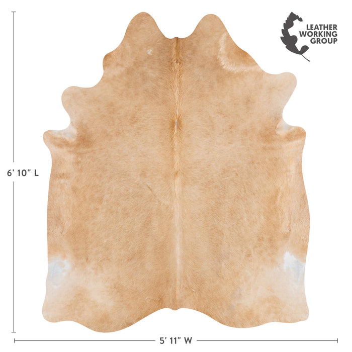 Brazilian Beige Cowhide Rug Size 6'10" L x 5'11" W 3103
