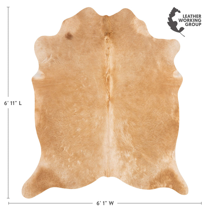 Brazilian Beige Cowhide Rug Size 6'11" L x 6'1" W 3104