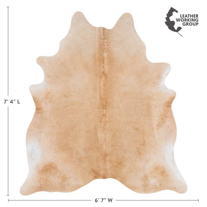 Brazilian Beige Cowhide Rug Size 7'4" L x 6'7" W 3122