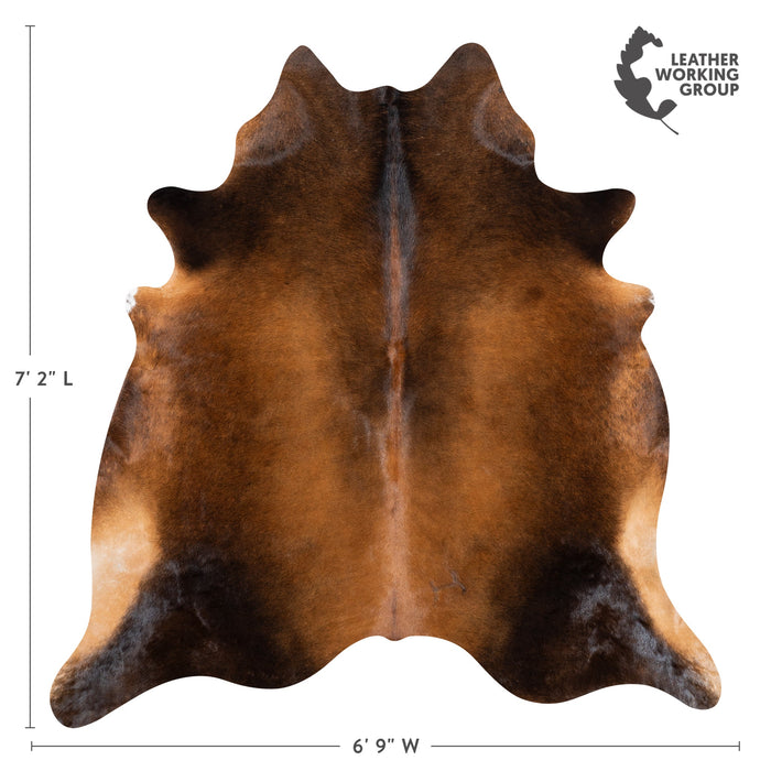 Brazilian Mahogany Cowhide Rug Size 7'2" L x 6'9" W 3206