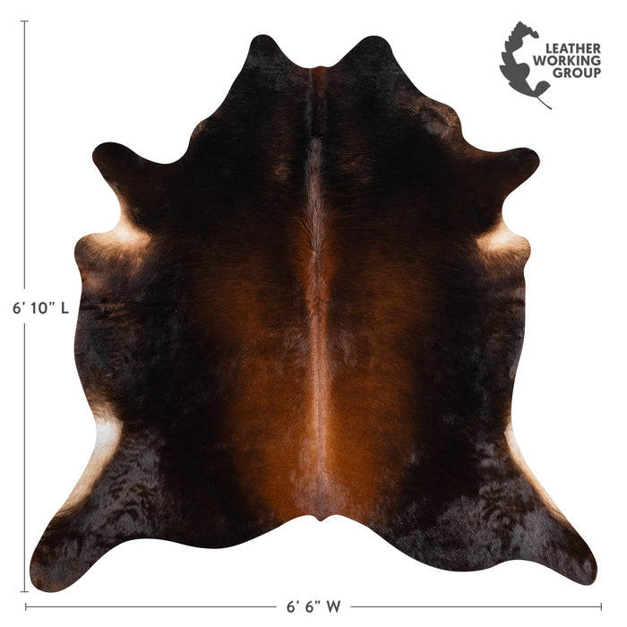 Brazilian Mahogany Cowhide Rug Size 6'10" L x 6'6" W 3215