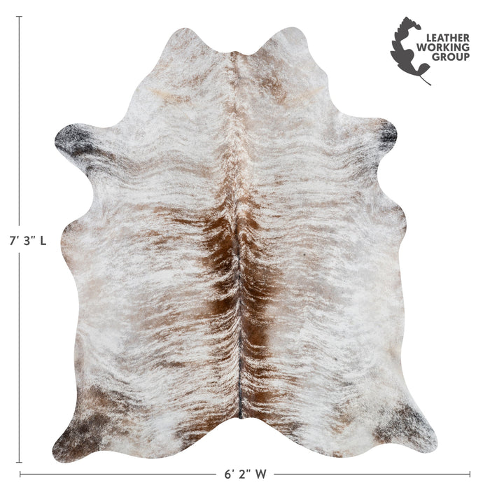Brazilian Light Grey Brindle Cowhide Rug Size 7'3" L x 6'2" W 3237