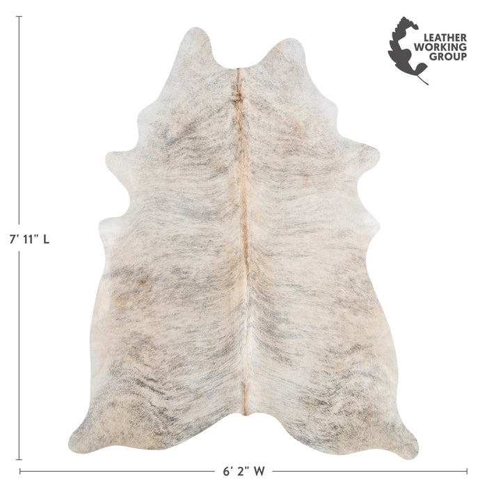 Brazilian Light Grey Brindle Cowhide Rug Size 7'11" L x 6'2" W 3243