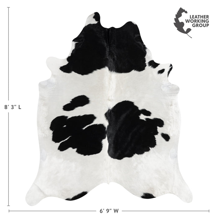 Brazilian Black and White Cowhide Rug Size 8'3" L x 6'9" W 3246