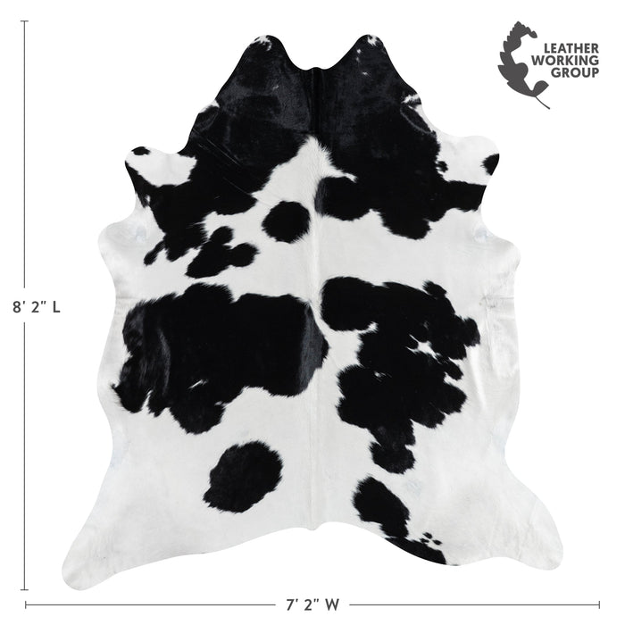 Brazilian Black and White Cowhide Rug Size 8'2" L x 7'2" W 3250