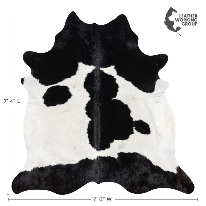 Brazilian Black and White Cowhide Rug Size 7'4" L x 7'0" W 3252